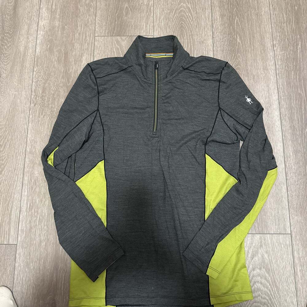 Smartwool Merino Sport Long Sleeve 150 Gray 1/4 Zip Shirt Pullover Men's SMALL